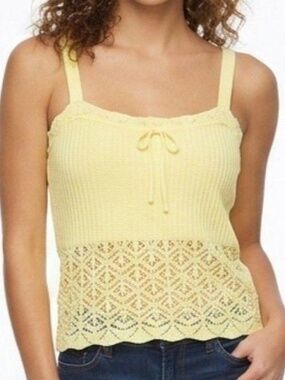 Wild Fable Yellow Crochet Tank Top